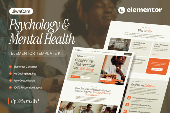 JiwaCare – Psychology & Mental Health Elementor Template Kit