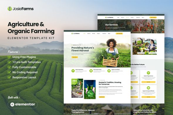 JosieFarms – Agriculture & Organic Farming Elementor Template Kit