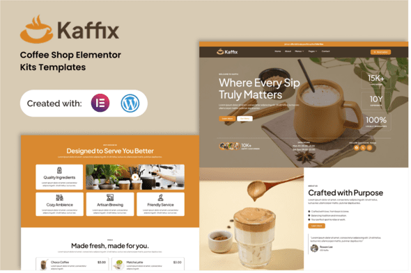Kaffix – Coffee Shop & Cafe Elementor Template Kit