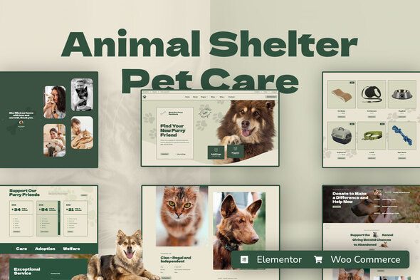 Kenneli – Animal Shelter & Pet Care Elementor Pro Template Kit