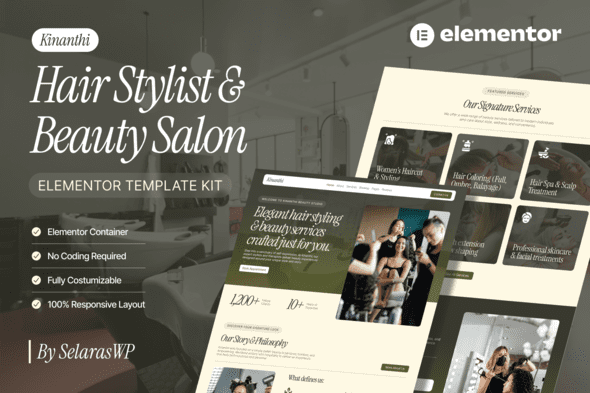 Kinanthi – Hair Stylist & Beauty Salon Elementor Template Kit