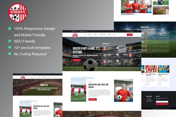 KitSoccer – Football Team & Sports Elementor Template Kit