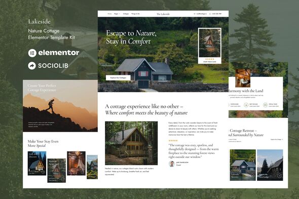 Lakeside – Nature Cottage Elementor Template Kit