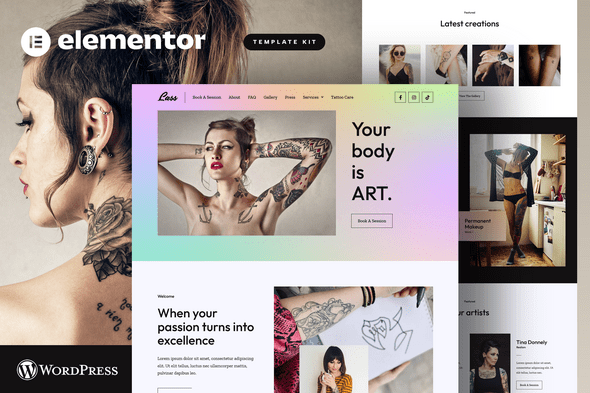 Lass – Tattoo Artist & Piercing Studio Elementor Template Kit
