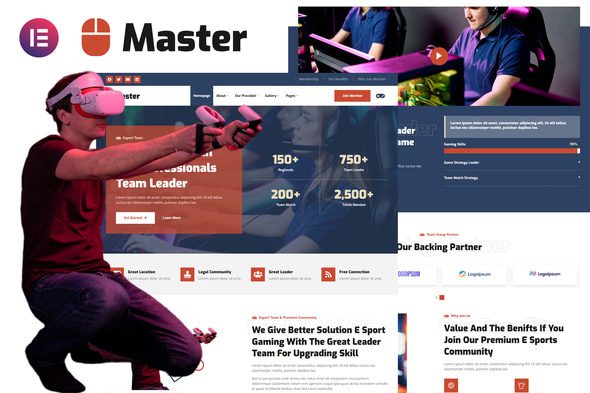 Master – Esport Team & Gaming Community Elementor Template Kit