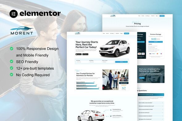 Morent – Car Rental Elementor Pro Template Kit