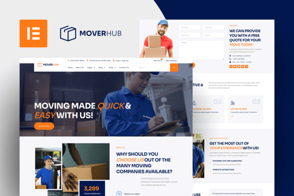 Moverhub – Moving Company Elementor Pro Template Kit