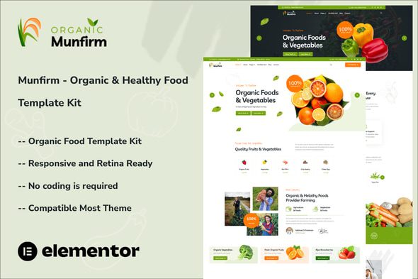 Munfirm – Organic & Healthy Food Elementor Template Kit