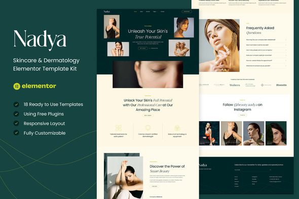 Nadya – Skincare & Dermatology Elementor Template Kit