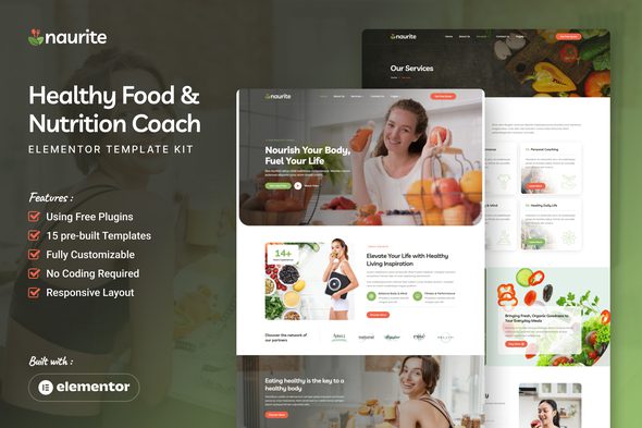 Naurite – Healthy Food & Nutrition Coach Elementor Template Kit