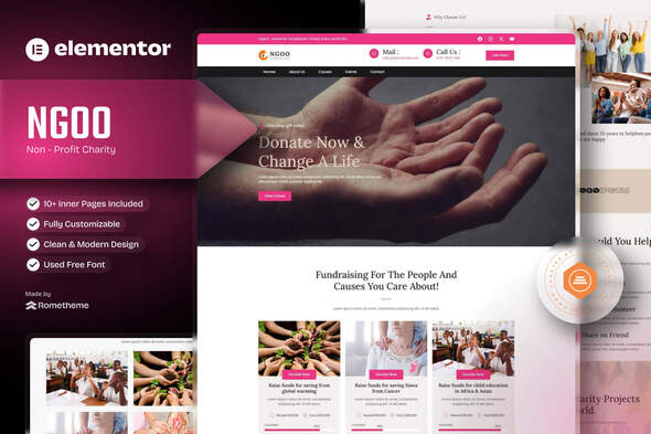 NGOO – Non-profit Charity Elementor Template Kit