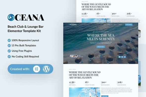 Oceana – Beach Club Lounge Bar & Resort Elementor Template Kit