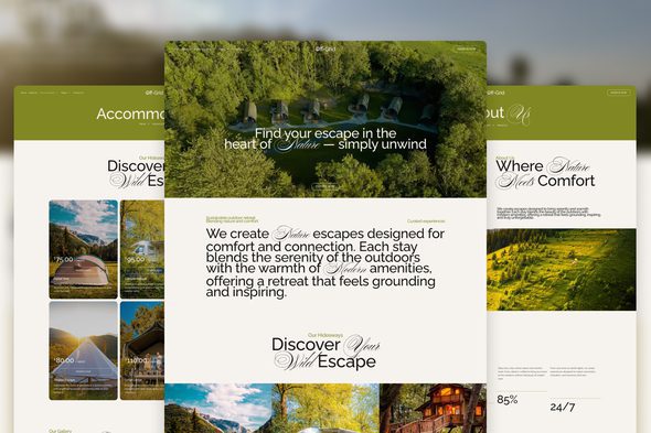 Off-Grid – Modern Natural Glamping Elementor Template Kit
