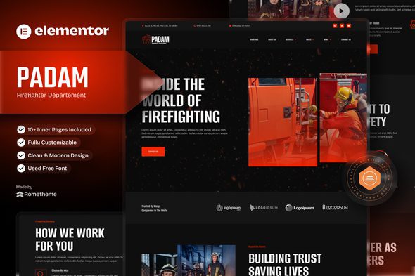 Padam – Firefighter Departement Elementor Template Kit
