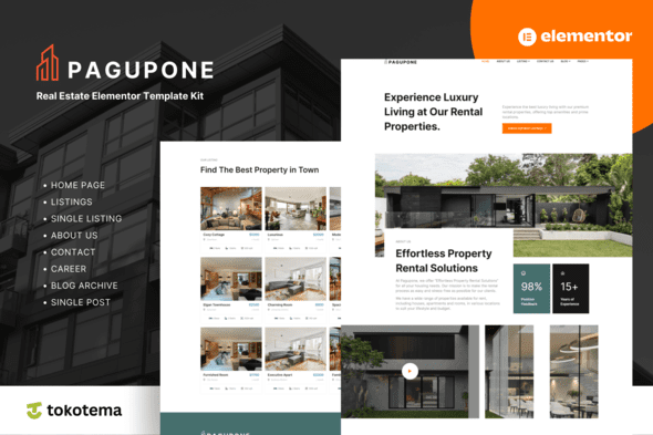 Pagupone – Real Estate Agency & Listing Elementor Template Kits