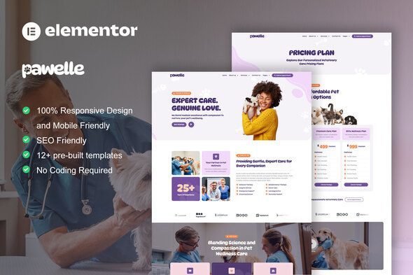 Pawelle – Veterinary & Pet Care Elementor Pro Template Kit