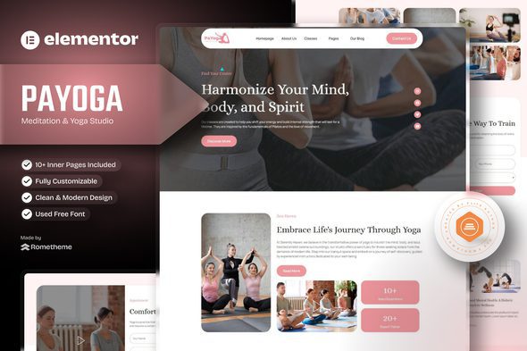 Payoga – Meditation & Yoga Studio Elementor Template Kit