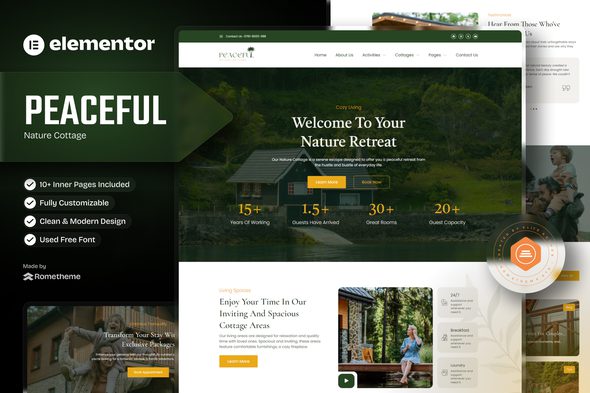 Peaceful – Nature Cottage Elementor Template Kit