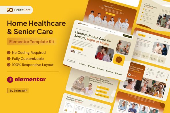 PelitaCare – Home Healthcare & Senior Care Elementor Pro Template Kit