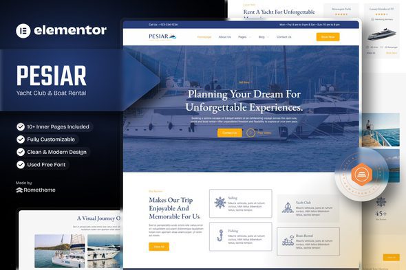 Pesiar – Yacht Club & Boat Rental Elementor Template Kit