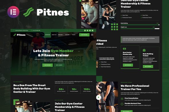 Pitnes – Gym Center & Fitness Training Elementor Template KitPitnes – Gym Center & Fitness Training Elementor Template Kit