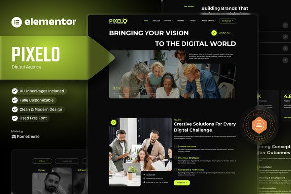 Pixelo – Digital Agency Elementor Template Kit