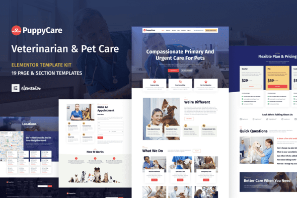 PuppyCare – Vetenarian & Pet Care WordPress Elementor Template Kit