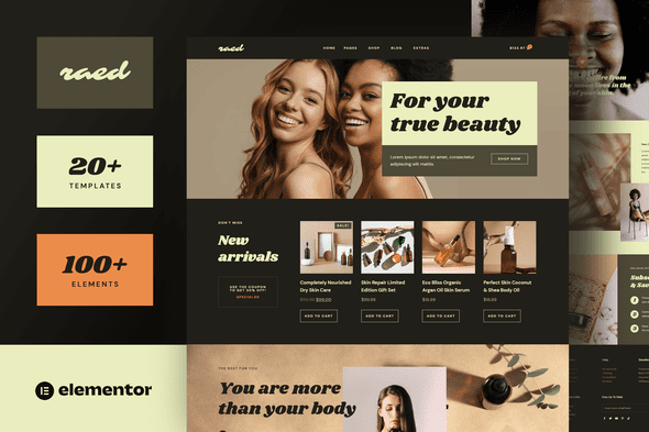 Raed – Organic Cosmetics & Natural Beauty Shop Elementor Template Kit