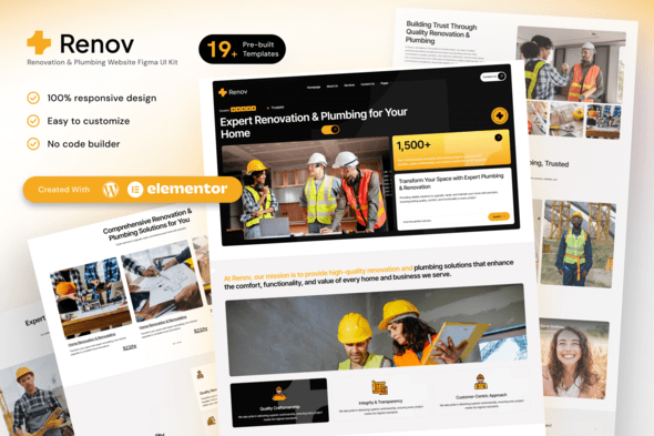 Renov – Renovation and Plumbing Elementor Template Kit for Contractors and Home Services