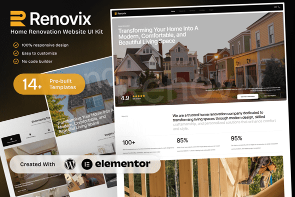 Renovix – Home Renovation Elementor Template Kit