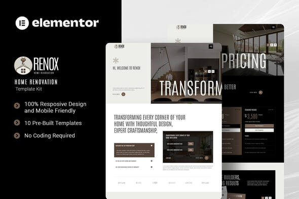Renox – Home Renovation Elementor Template Kit