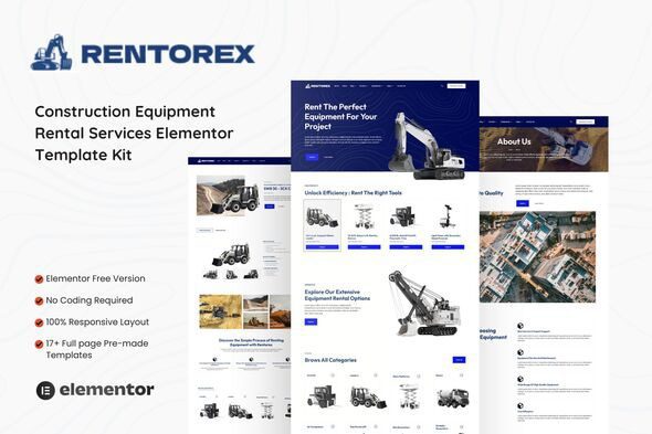 Rentorex – Construction Equipment Rental Elementor Template Kit