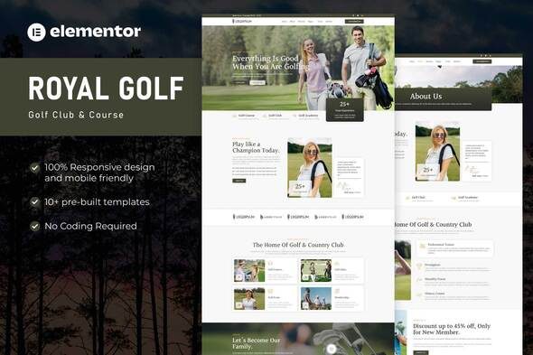 Royal Golf – Golf Club & Course Elementor Pro Template Kit