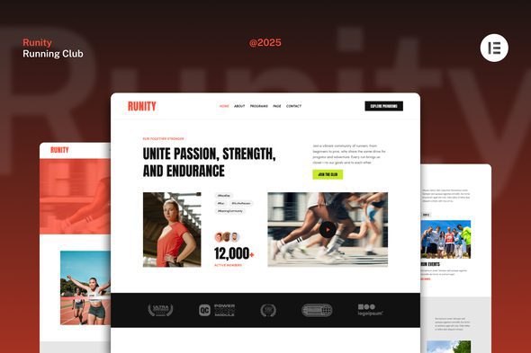 Runity – Running Club Marathon & Sport Event Website Elementor Kit