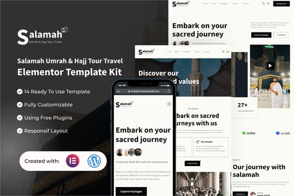 Salamah – Umrah & Hajj Tour Travel Elementor Template Kit