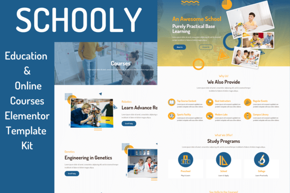 Schooly – Education & Online Courses Elementor Pro Template Kit
