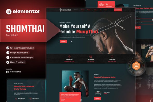 Shomthai – Martial Art Elementor Template Kit