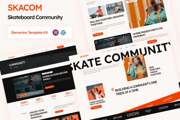 Skacom – Skateboard Community Elementor Template Kt