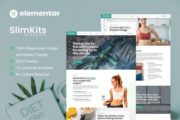 Slimkits – Weight Loss & Diet Program Elementor Template Kit