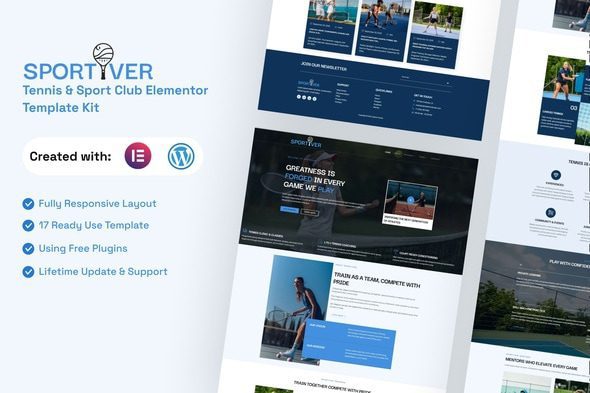 Sportiver – Tennis & Sport Club Elementor Template Kit