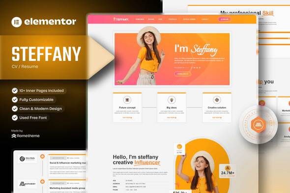 Steffany – CV Resume Elementor Pro Template Kit
