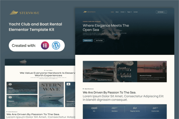 Sternwave – Yacht Club and Boat Rental Elementor Template Kit