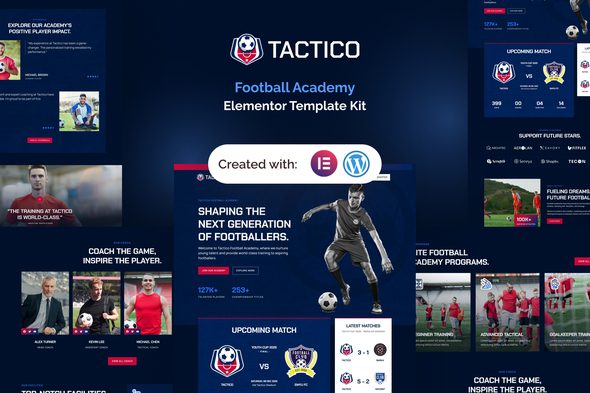Tactico – Football Academy Elementor Template Kit
