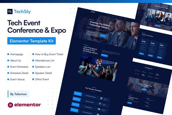 TechSly – Tech Event Conference & Expo Elementor Pro Template Kit
