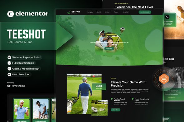 Teeshot – Golf Club & Course Elementor Template Kit