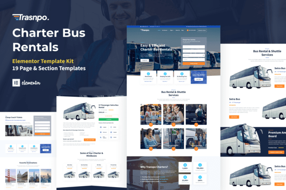Transpo – Charter Bus Rental Company Elementor Pro Template Kit