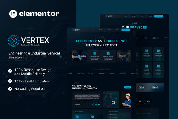 Vertex – Engineering & Industrial Services Elementor Template Kit