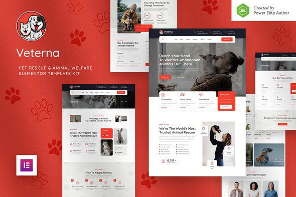 Veterna – Pet Rescue & Animal Welfare Elementor Template Kit