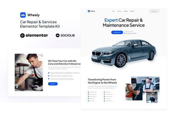 Wheely – Car Repair & Auto Services Elementor Template KitWheely – Car Repair & Auto Services Elementor Template Kit