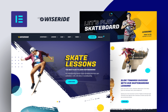 WiseRide – Skateboarding Lessons Elementor Pro Template Kit
